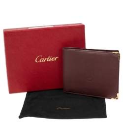Pre Owned محفظة كارتييه ماست دو كارتييه جلد عنابي ثنائية الطي