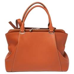 Pre Owned Cartier Orange Leather C De Cartier Medium Satchel