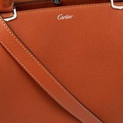 Pre Owned Cartier Orange Leather C De Cartier Medium Satchel
