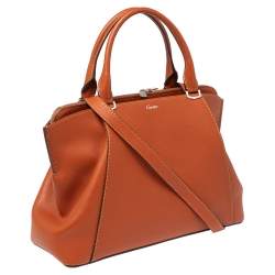 Pre Owned Cartier Orange Leather C De Cartier Medium Satchel