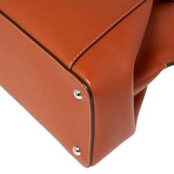 Pre Owned Cartier Orange Leather C De Cartier Medium Satchel