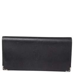 Pre Owned محفظة كارتييه موست دو كارتييه إنترناشيونال جلد أسود بسحاب 