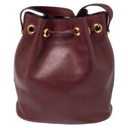 Pre Owned Cartier Burgundy Leather Bucket Bag