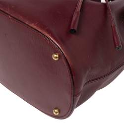 Pre Owned Cartier Burgundy Leather Bucket Bag