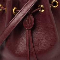 Pre Owned Cartier Burgundy Leather Bucket Bag