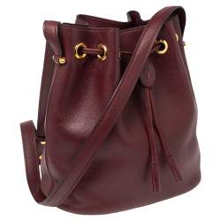 Pre Owned Cartier Burgundy Leather Bucket Bag