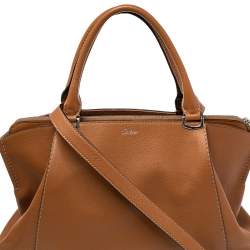 مملوكة مسبقًا حقيبة ساتشل كارتييه سي دو كارتييه جلد بني متوسطة