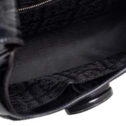 Pre Owned Cartier Black Glossy Logo Embossed Leather Flap Hobo