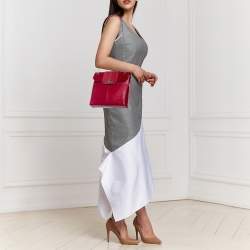 Pre Owned Cartier Red Patent Leather/Suede and Python Classic Feminine Line Chain Bag