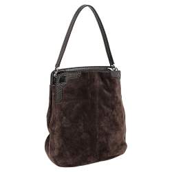 Cartier Brown Suede and Python Marcello de Cartier Hobo