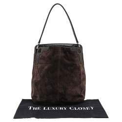 Cartier Brown Suede and Python Marcello de Cartier Hobo