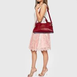 Pre Owned Cartier Red Leather Medium Marcello de Cartier Bag
