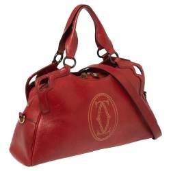 Pre Owned Cartier Red Leather Medium Marcello de Cartier Bag