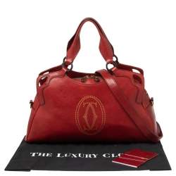 Pre Owned Cartier Red Leather Medium Marcello de Cartier Bag