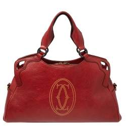 Pre Owned Cartier Red Leather Medium Marcello de Cartier Bag