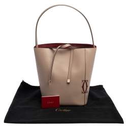 Pre Owned Cartier Old Rose Pink Leather Must C Bucket Bag