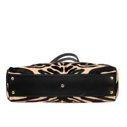 Pre Owned Cartier Black/Brown Animal Print Calf Hair Leather Marcello de Cartier Satchel