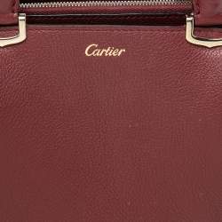 Pre Owned Cartier Dark Red Leather Mini C de Cartier Satchel