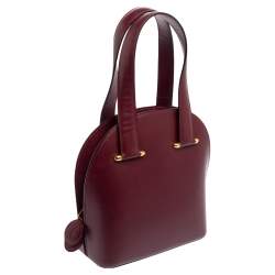 Pre Owned Cartier Burgundy Leather Rounder Tote Bag
