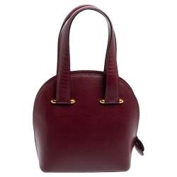 Pre Owned Cartier Burgundy Leather Rounder Tote Bag