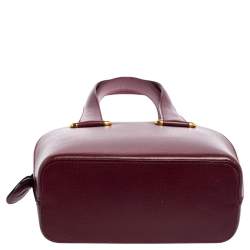 Pre Owned Cartier Burgundy Leather Rounder Tote Bag