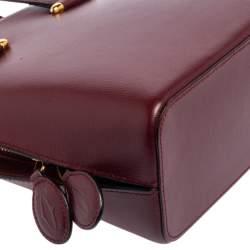 Pre Owned Cartier Burgundy Leather Rounder Tote Bag