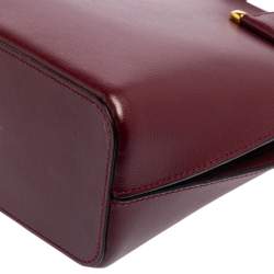 Pre Owned Cartier Burgundy Leather Rounder Tote Bag