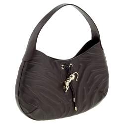 Pre Owned Cartier Dark Brown Leather Medium Panthere de Cartier Bag