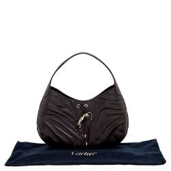 Pre Owned Cartier Dark Brown Leather Medium Panthere de Cartier Bag