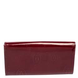 Pre Owned Cartier Dark Red Leather Happy Birthday Continental Wallet