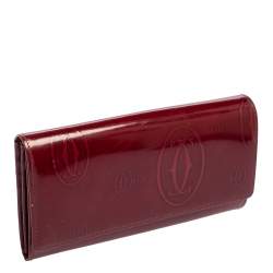 Pre Owned Cartier Dark Red Leather Happy Birthday Continental Wallet