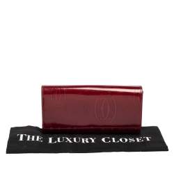 Pre Owned Cartier Dark Red Leather Happy Birthday Continental Wallet