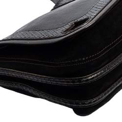Cartier Python,Suede and Leather Marcello Flap Shoulder Bag
