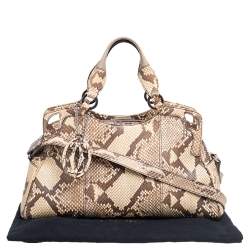 مملوكة مسبقًا حقيبة ساتشل كارتييه مارسيللو دو كارتييه جلد ثعبان بني/ بيج