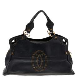 Pre Owned Cartier Black Leather Marcello de Cartier Shoulder Bag