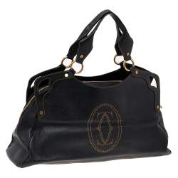 Pre Owned Cartier Black Leather Marcello de Cartier Shoulder Bag