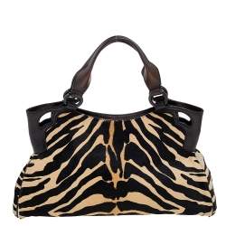 مملوكة مسبقًا Cartier Beige/Black Calf Hair and Textured Leather Marcello De Cartier 