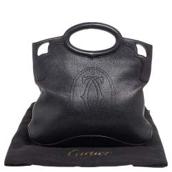 Cartier Black Leather Marcello De Cartier Foldover Clutch