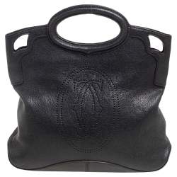 Cartier Black Leather Marcello De Cartier Foldover Clutch