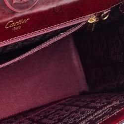 Pre Owned Cartier Burgundy Patent Leather Happy Birthday Top Handle Bag