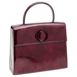Pre Owned Cartier Burgundy Patent Leather Happy Birthday Top Handle Bag