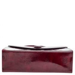 Pre Owned Cartier Burgundy Patent Leather Happy Birthday Top Handle Bag