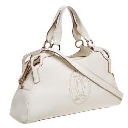 مملوكة مسبقًا Cartier White Leather Medium Marcello de Cartier Bag