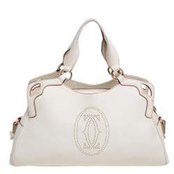 مملوكة مسبقًا Cartier White Leather Medium Marcello de Cartier Bag