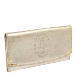 Pre Owned Cartier Gold Leather Must de Cartier Continental Wallet