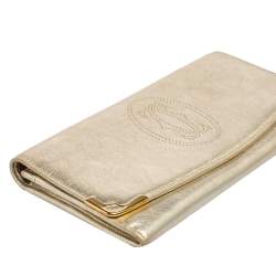 Pre Owned Cartier Gold Leather Must de Cartier Continental Wallet