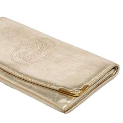 Pre Owned Cartier Gold Leather Must de Cartier Continental Wallet
