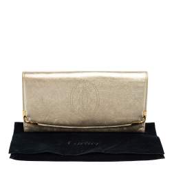 Pre Owned Cartier Gold Leather Must de Cartier Continental Wallet