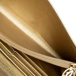 Pre Owned Cartier Gold Leather Must de Cartier Continental Wallet