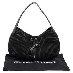 Pre Owned Cartier Black Calfhair and Leather Small Panthere de Cartier Bag